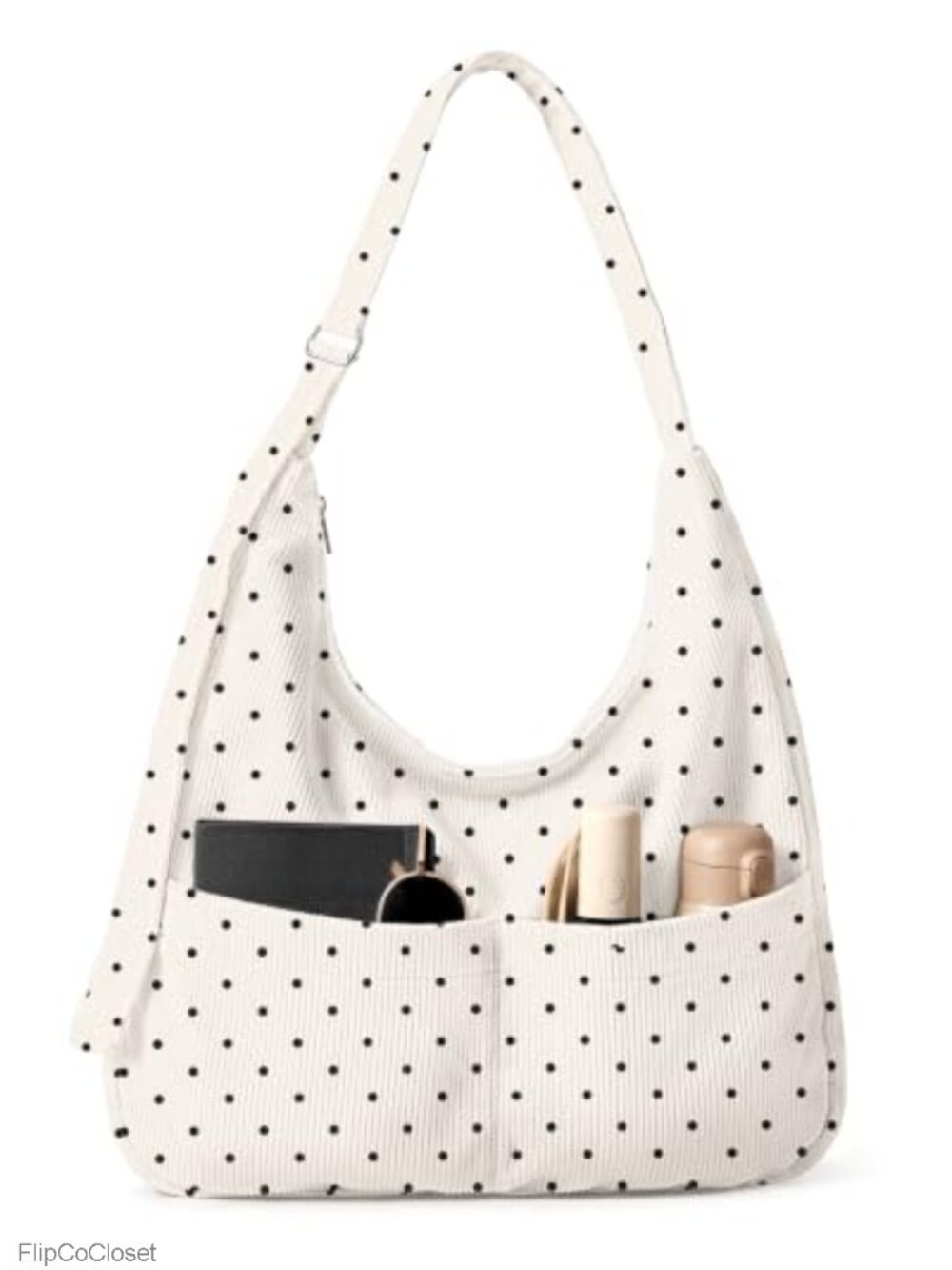 Corduroy Hobo Bag Crossbody Tote with Zipper & Pockets for Women